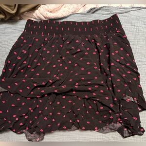Torrid Black Mini Skirt with Pink Lip Print